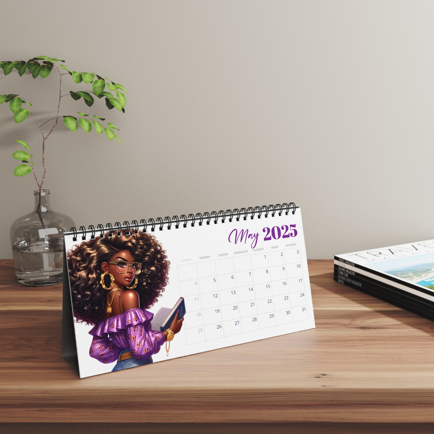 Purple Leopard Desktop Calendar