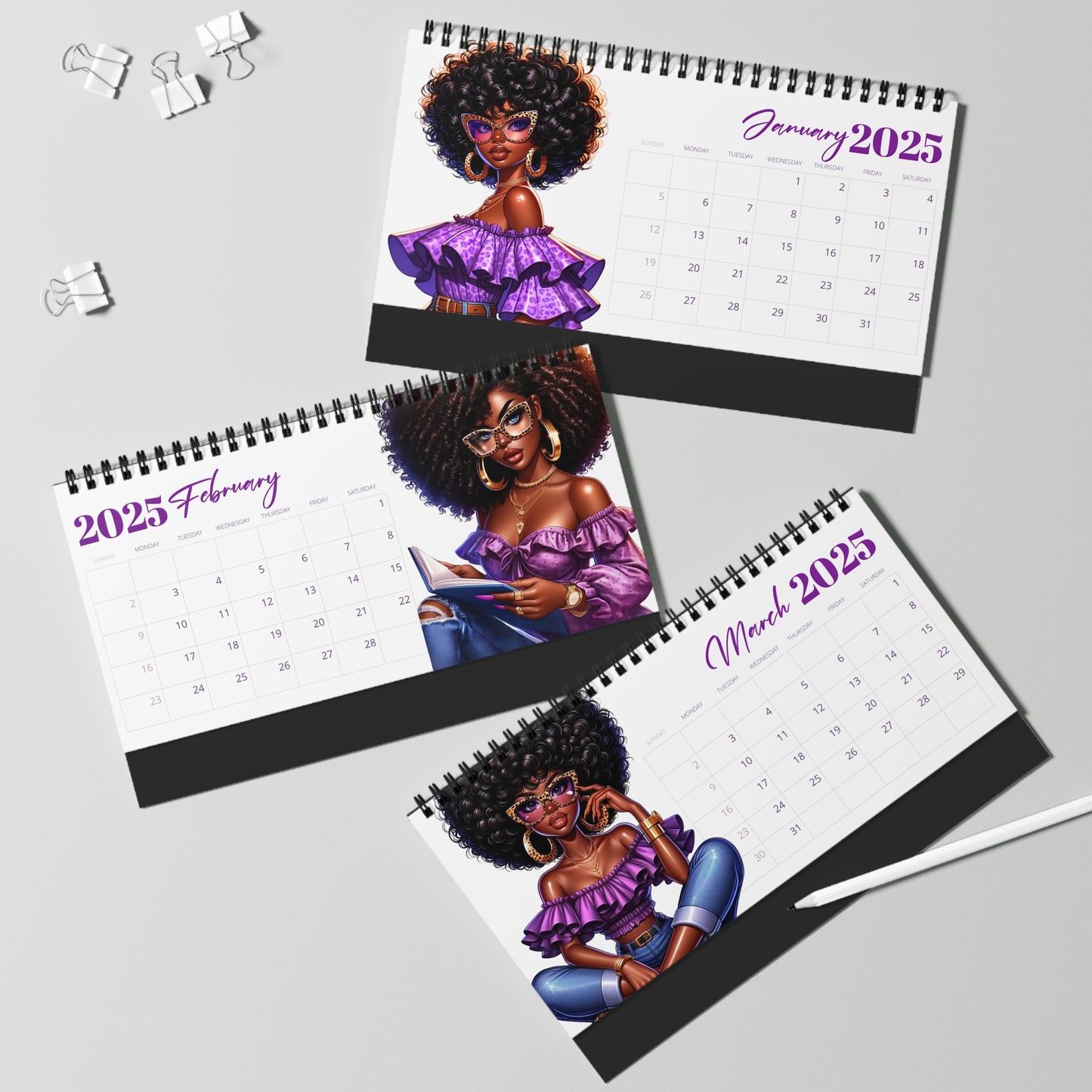 Purple Leopard Desktop Calendar