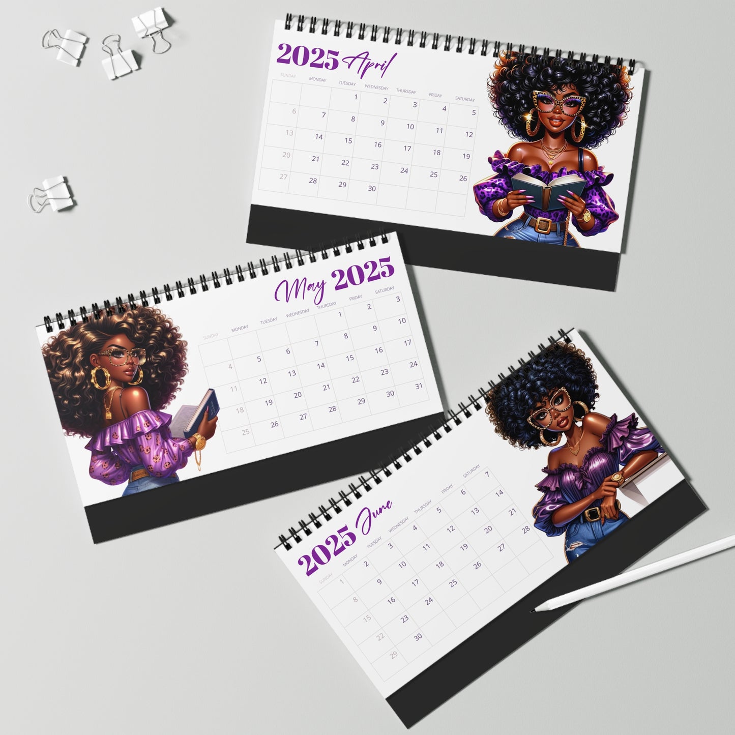 Purple Leopard Desktop Calendar