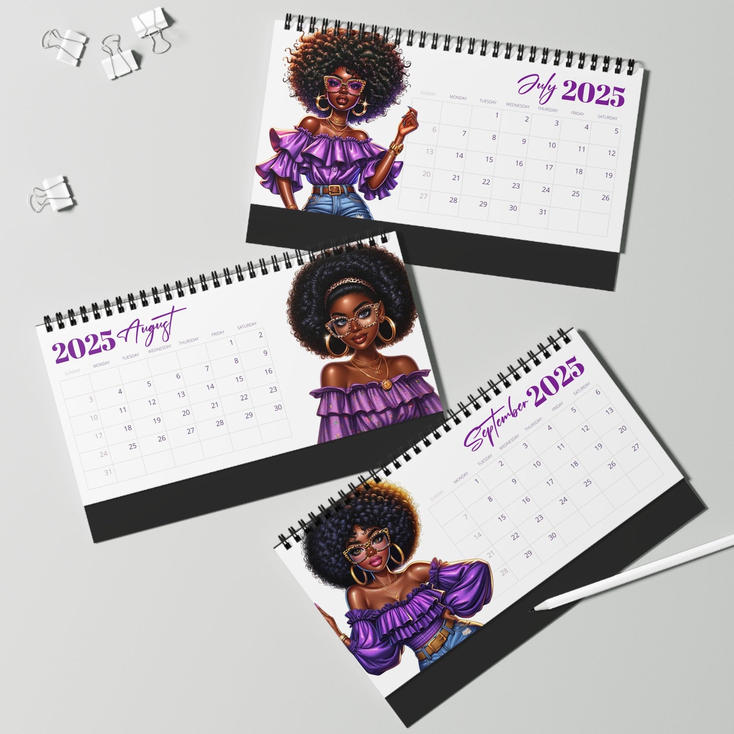 Purple Leopard Desktop Calendar