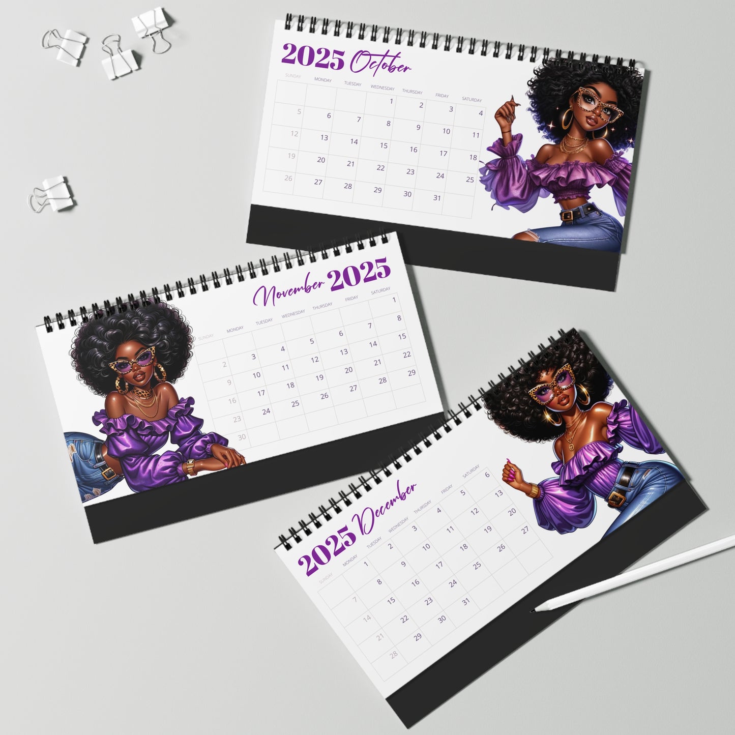 Purple Leopard Desktop Calendar