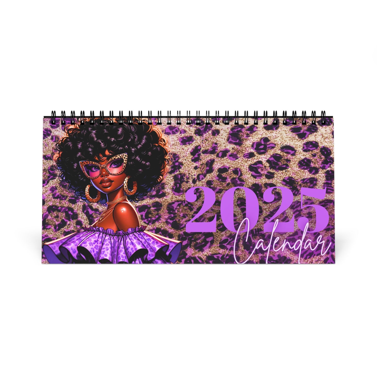 Purple Leopard Desktop Calendar