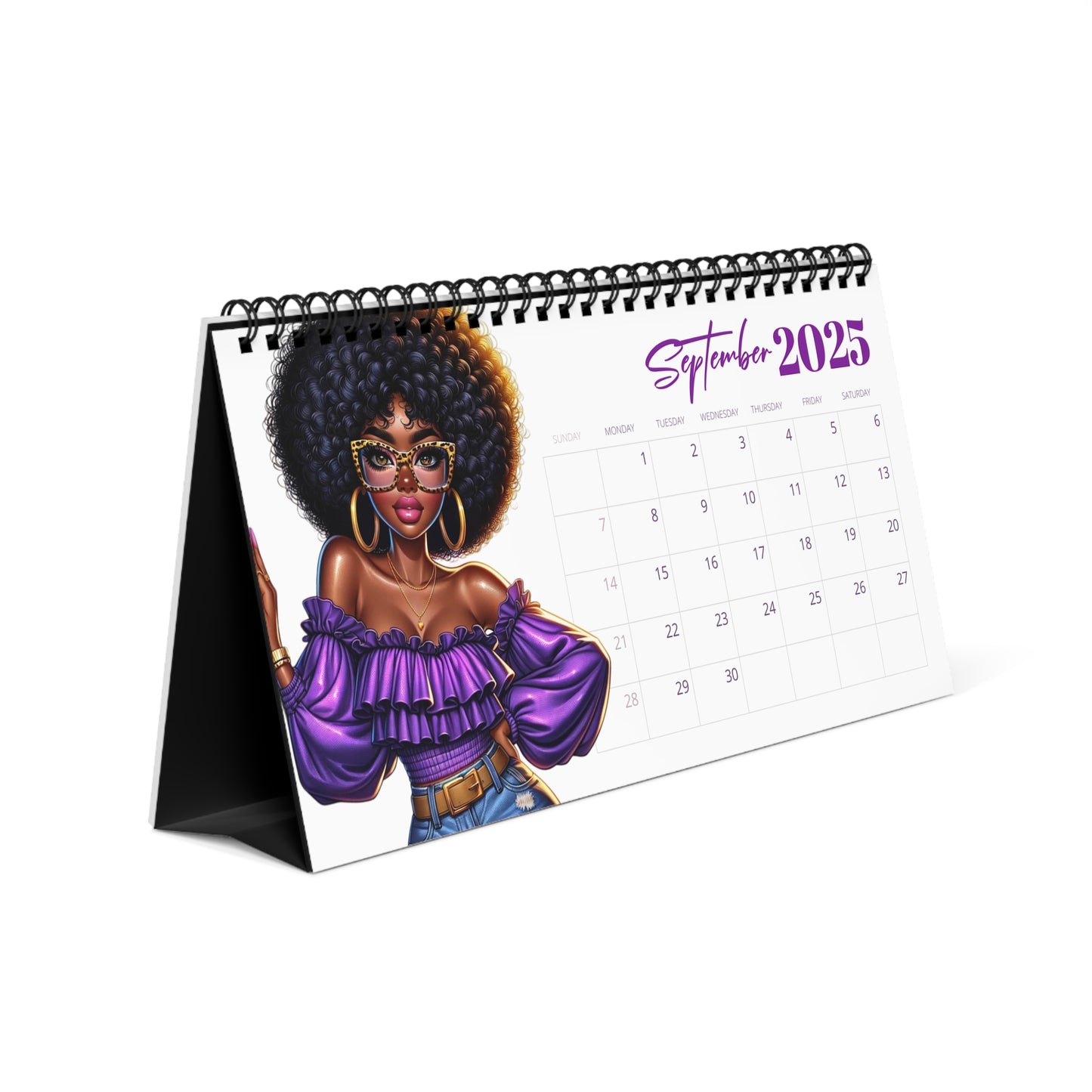 Purple Leopard Desktop Calendar